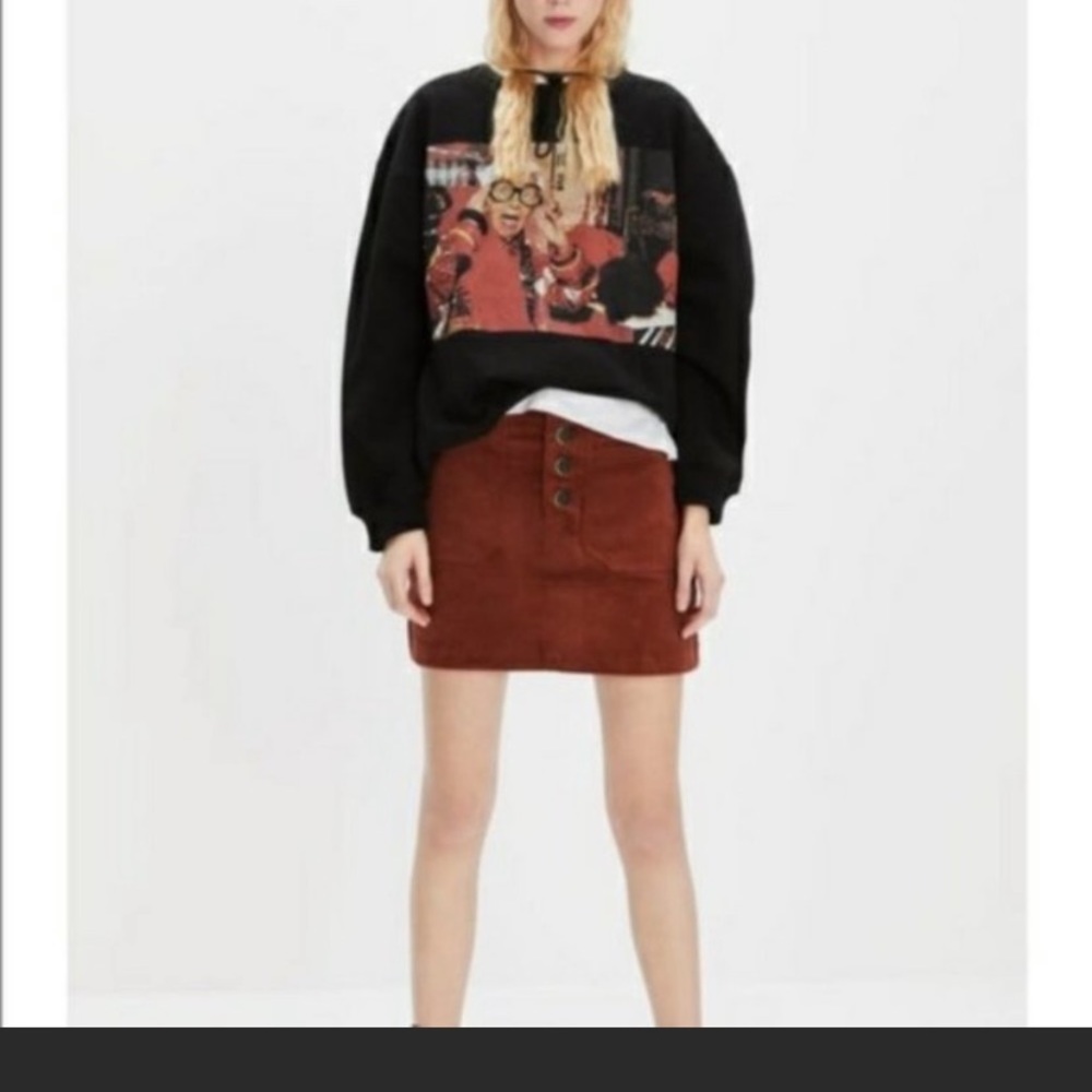 Burnt Orange Skirt- corduroy with buttons